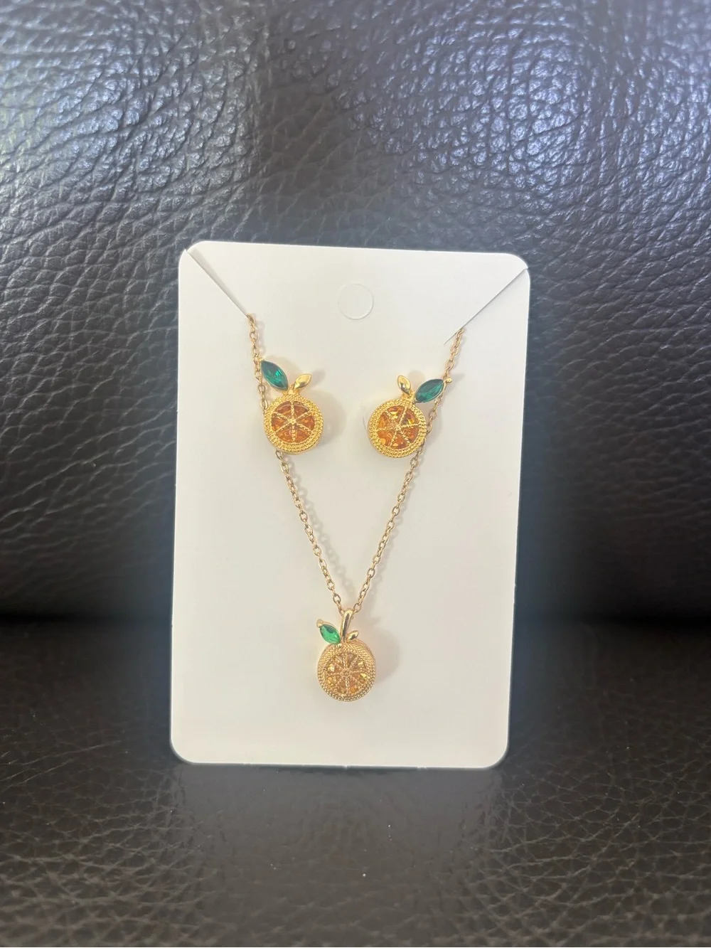 Gold-Tone Lemon Pendant Necklace and Earring Set - Picture 3 of 6